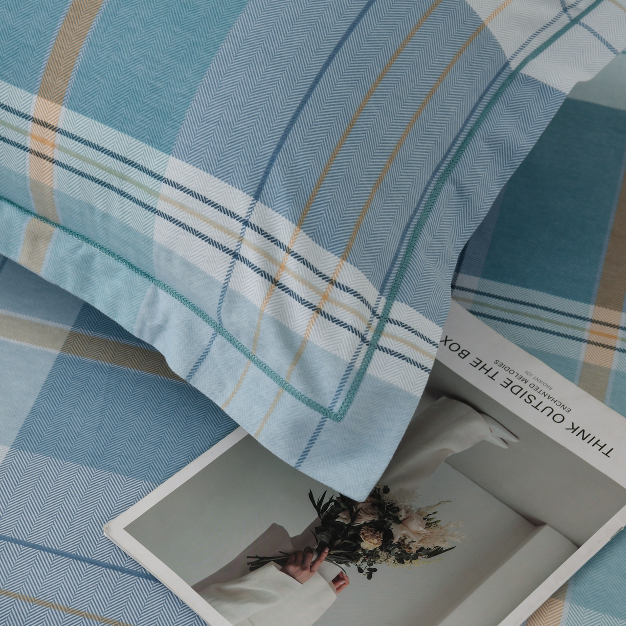 91家纺网 家纺一手货源 找家纺 润淳家居 2025新款百分百全棉磨毛四件套 赛普斯 蓝