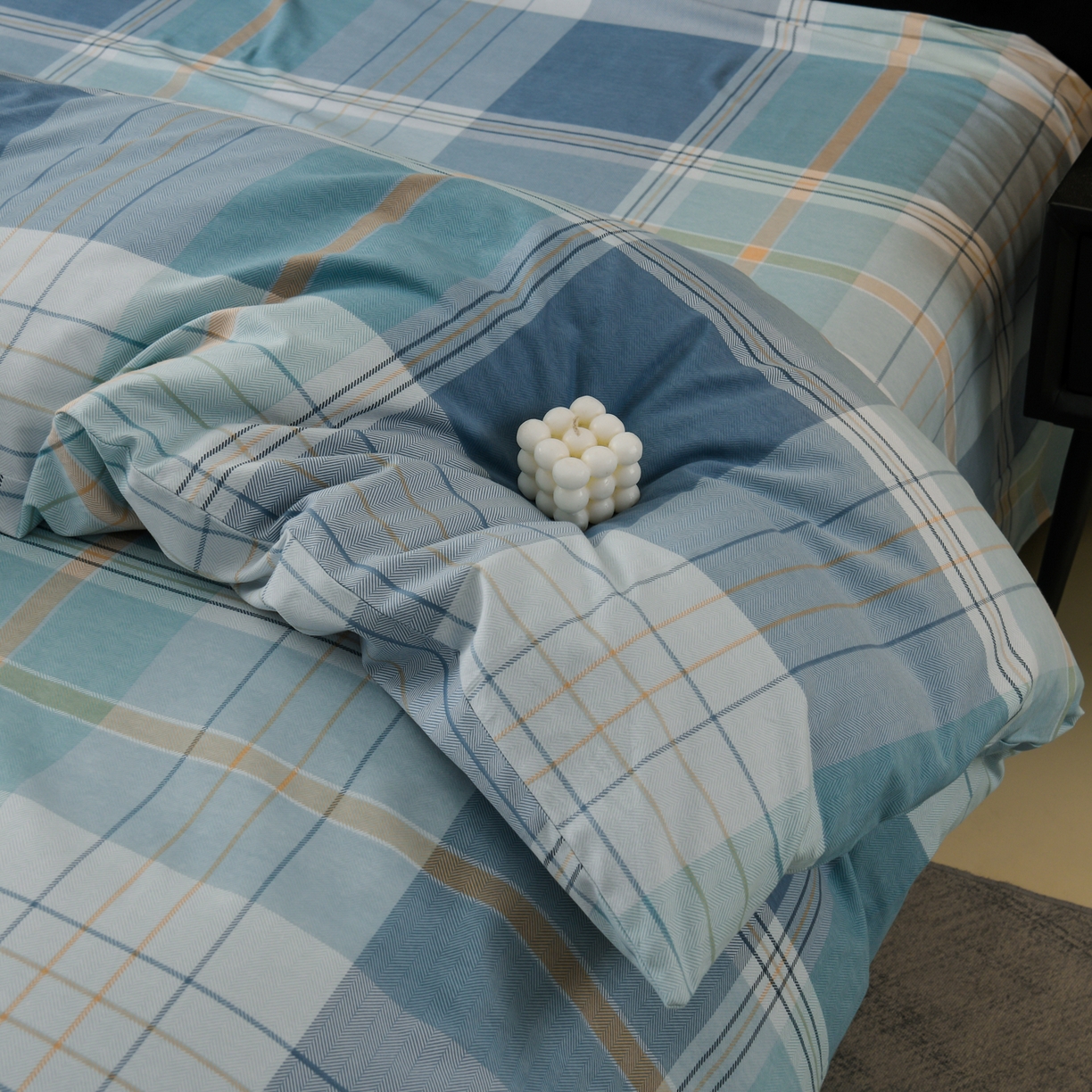 91家纺网 家纺一手货源 找家纺 润淳家居 2025新款百分百全棉磨毛四件套 赛普斯 蓝