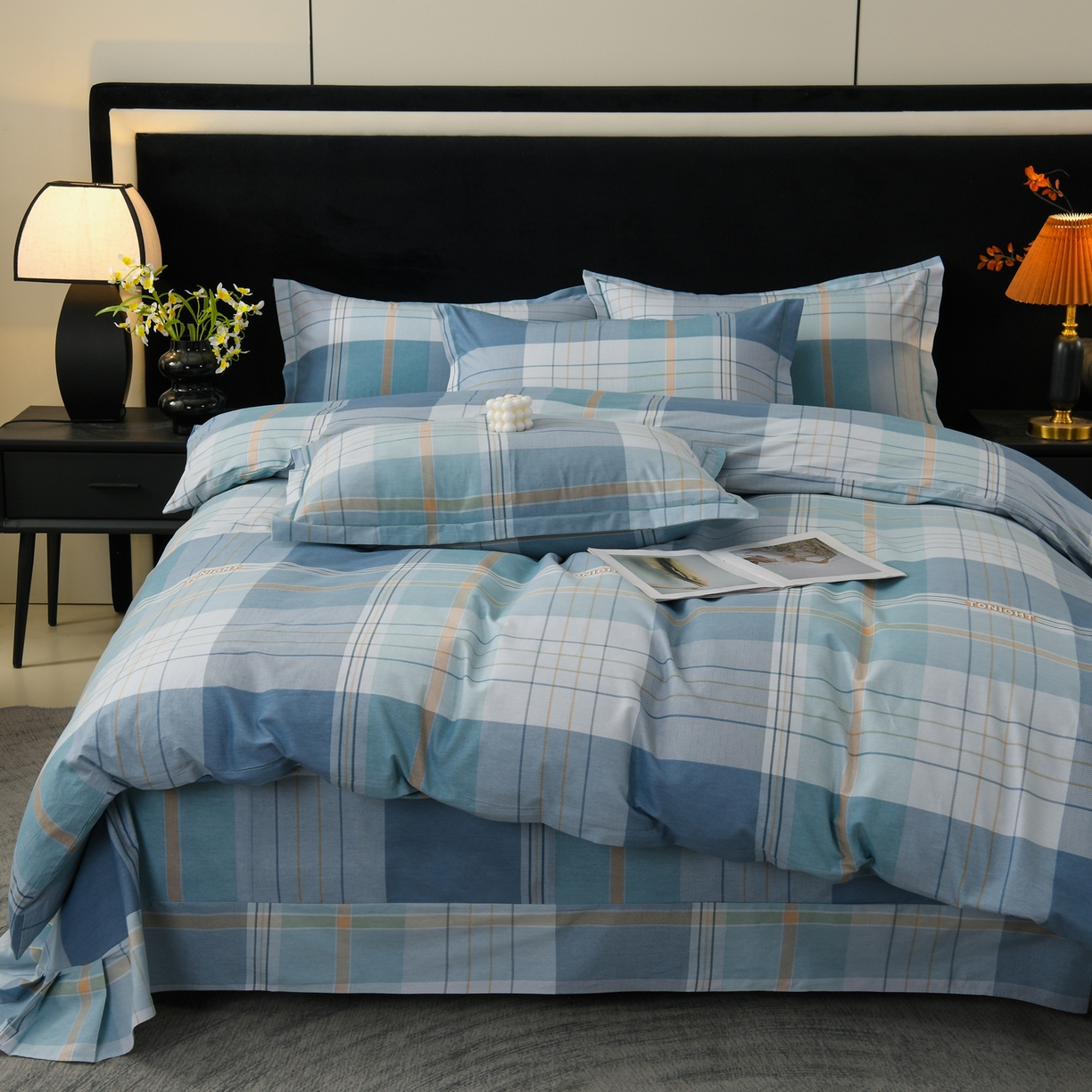 91家纺网 家纺一手货源 找家纺 润淳家居 2025新款百分百全棉磨毛四件套 赛普斯 蓝