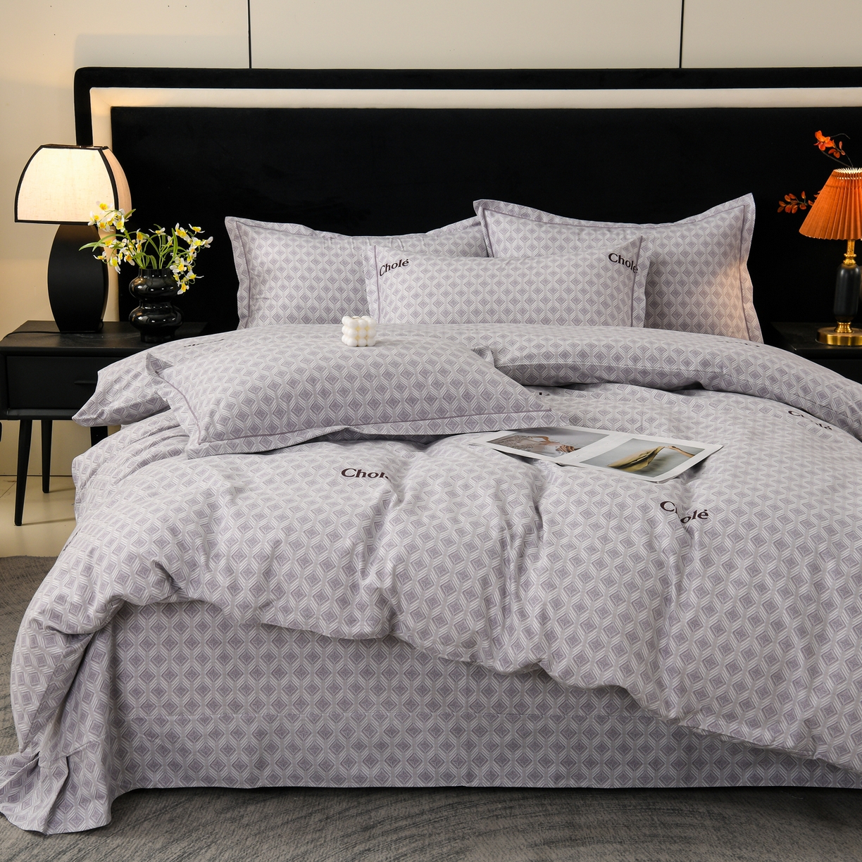 91家纺网 家纺一手货源 找家纺 润淳家居 2025新款百分百全棉磨毛四件套 昔城 灰