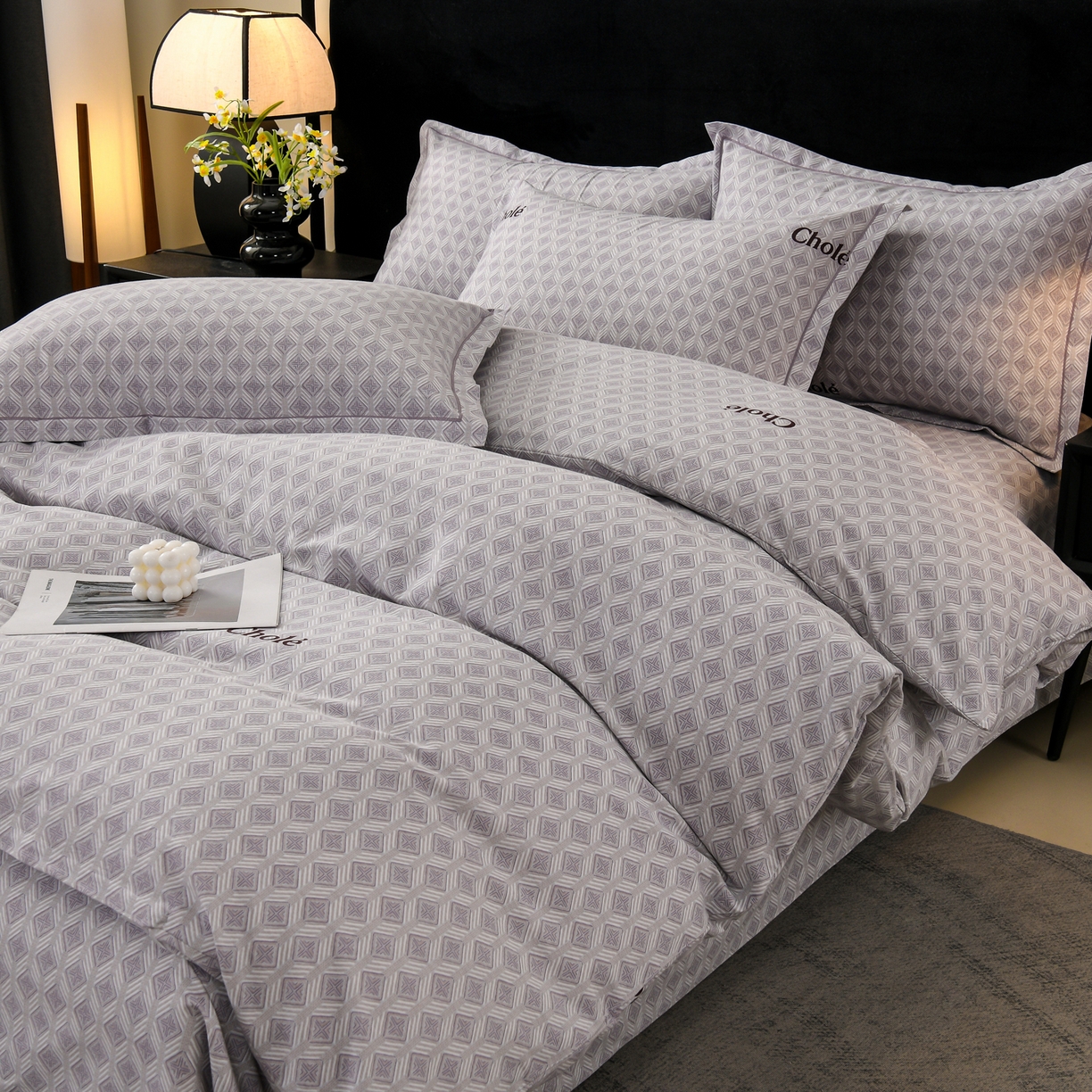 91家纺网 家纺一手货源 找家纺 润淳家居 2025新款百分百全棉磨毛四件套 昔城 灰