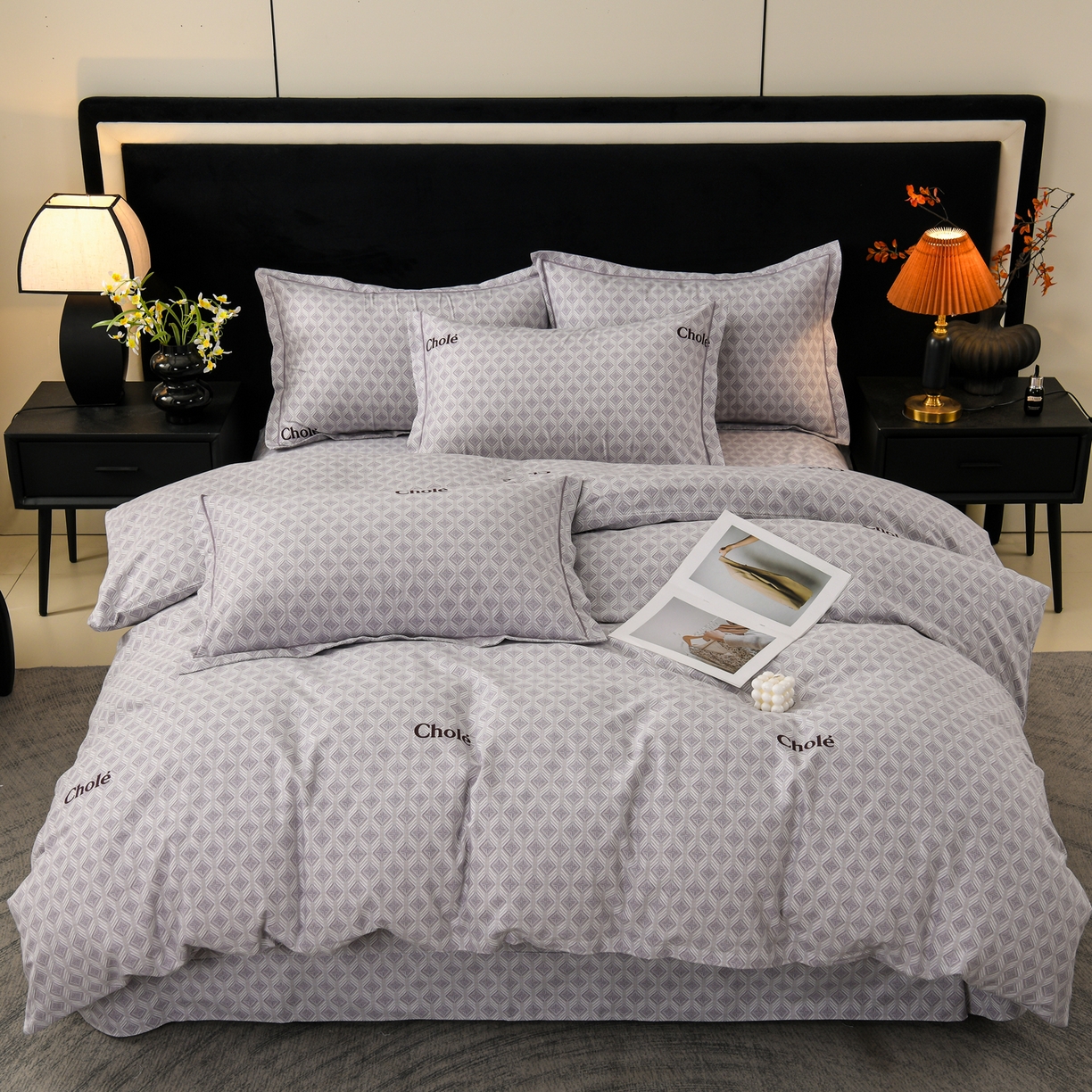 91家纺网 家纺一手货源 找家纺 润淳家居 2025新款百分百全棉磨毛四件套 昔城 灰