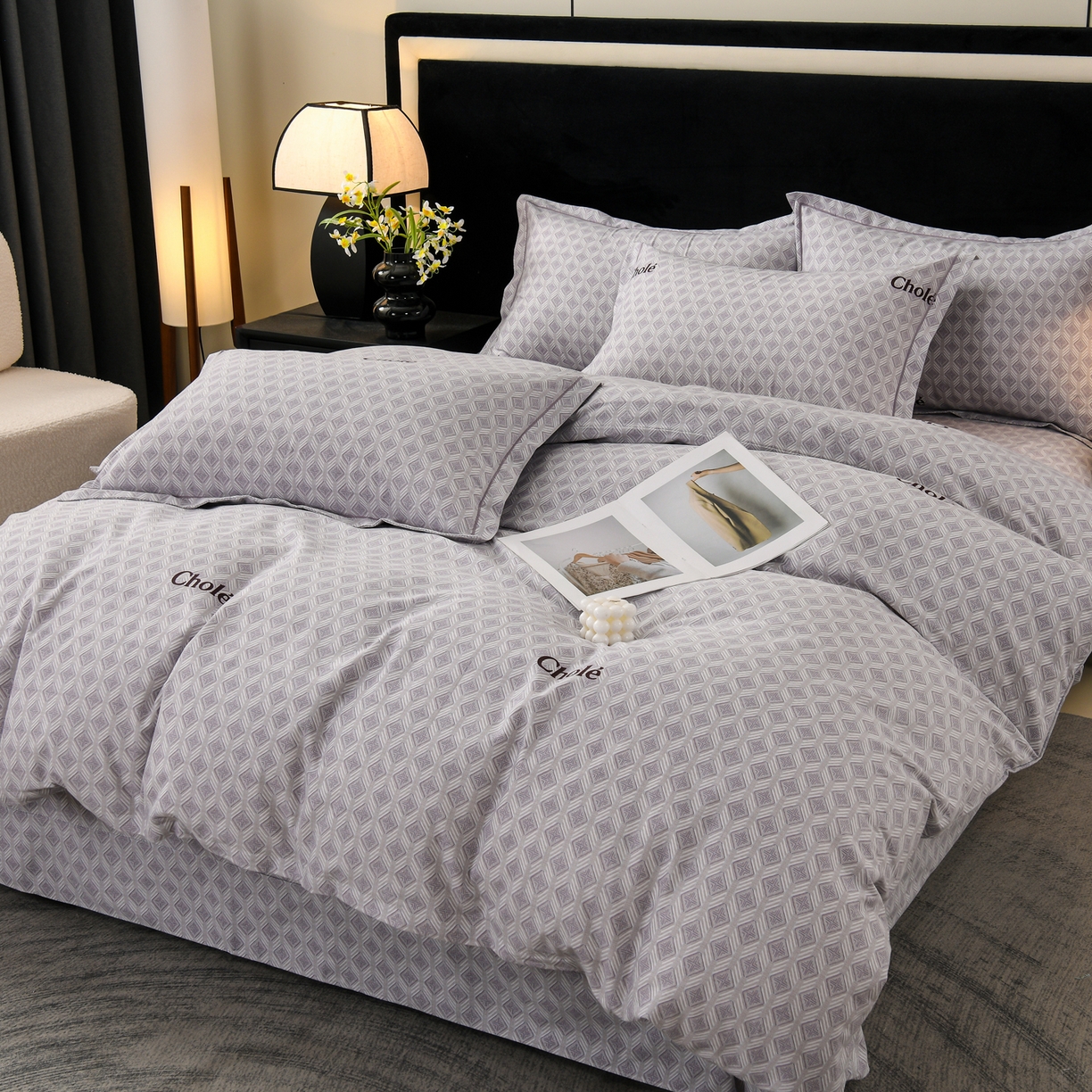 润淳家居 2025新款百分百全棉磨毛四件套 昔城 灰