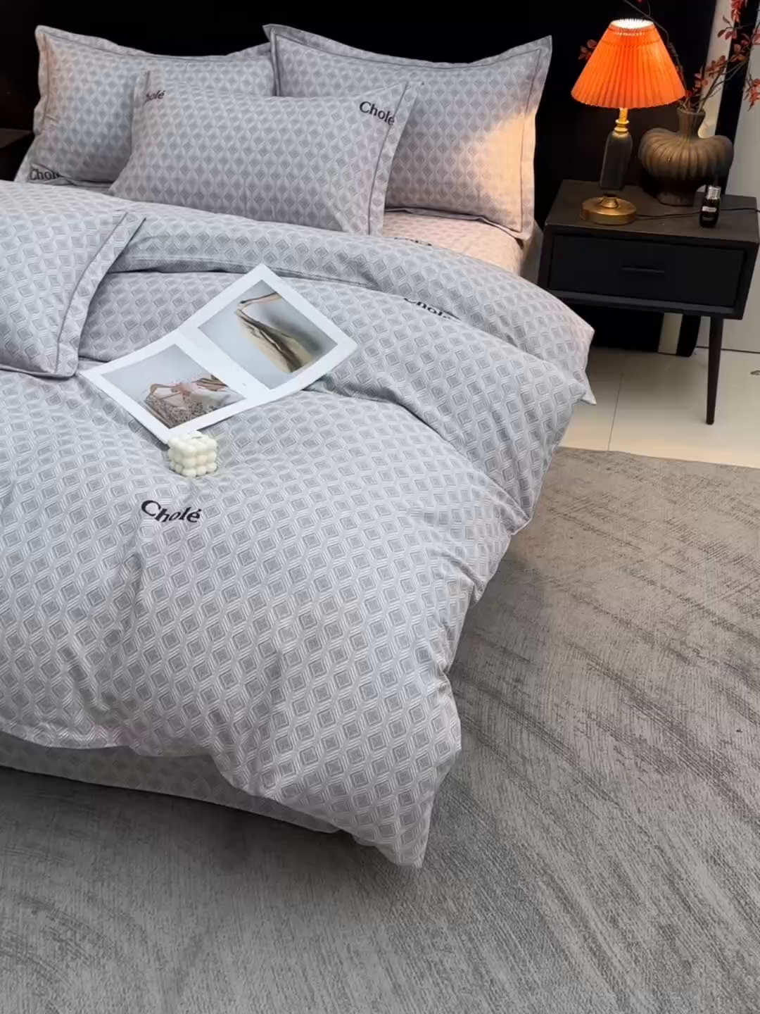 91家纺网 家纺一手货源 找家纺 润淳家居 2025新款百分百全棉磨毛四件套 昔城 灰