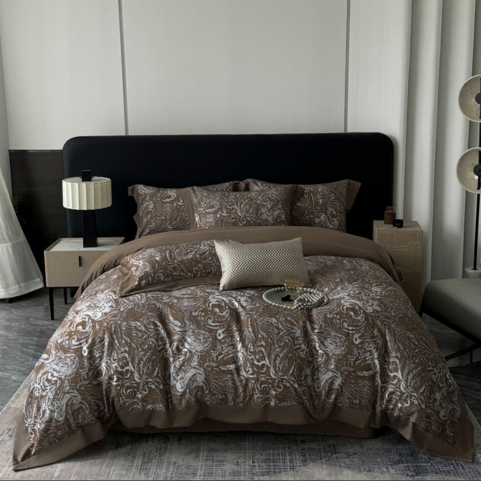 91家纺网 家纺一手货源 找家纺 娇逸家居 2025新款铂金天丝棉磨毛数码印花系列四件套 露西