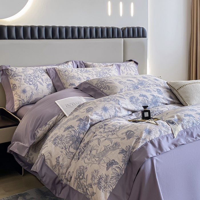 91家纺网 家纺一手货源 找家纺 娇逸家居 2025新款100支新疆长绒棉纯棉数码印花全棉四件套（专版花型） 寒烟