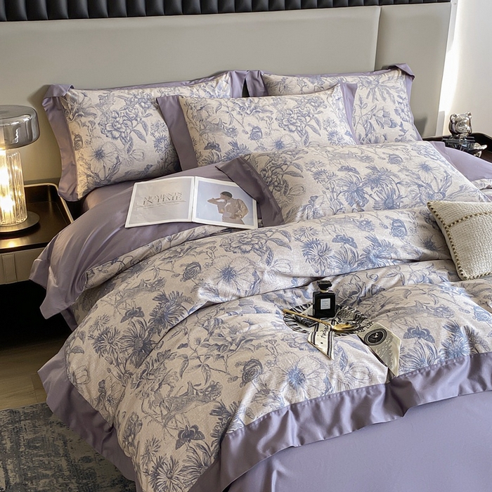 91家纺网 家纺一手货源 找家纺 娇逸家居 2025新款100支新疆长绒棉纯棉数码印花全棉四件套（专版花型） 寒烟