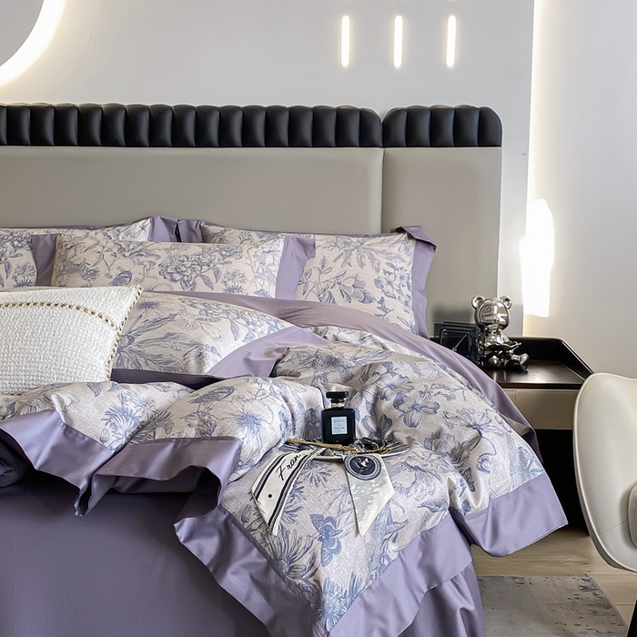 91家纺网 家纺一手货源 找家纺 娇逸家居 2025新款100支新疆长绒棉纯棉数码印花全棉四件套（专版花型） 寒烟