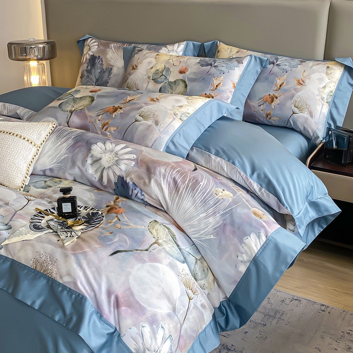 娇逸家居 2025新款100支新疆长绒棉纯棉数码印花全棉四件套（专版花型） 雾韵