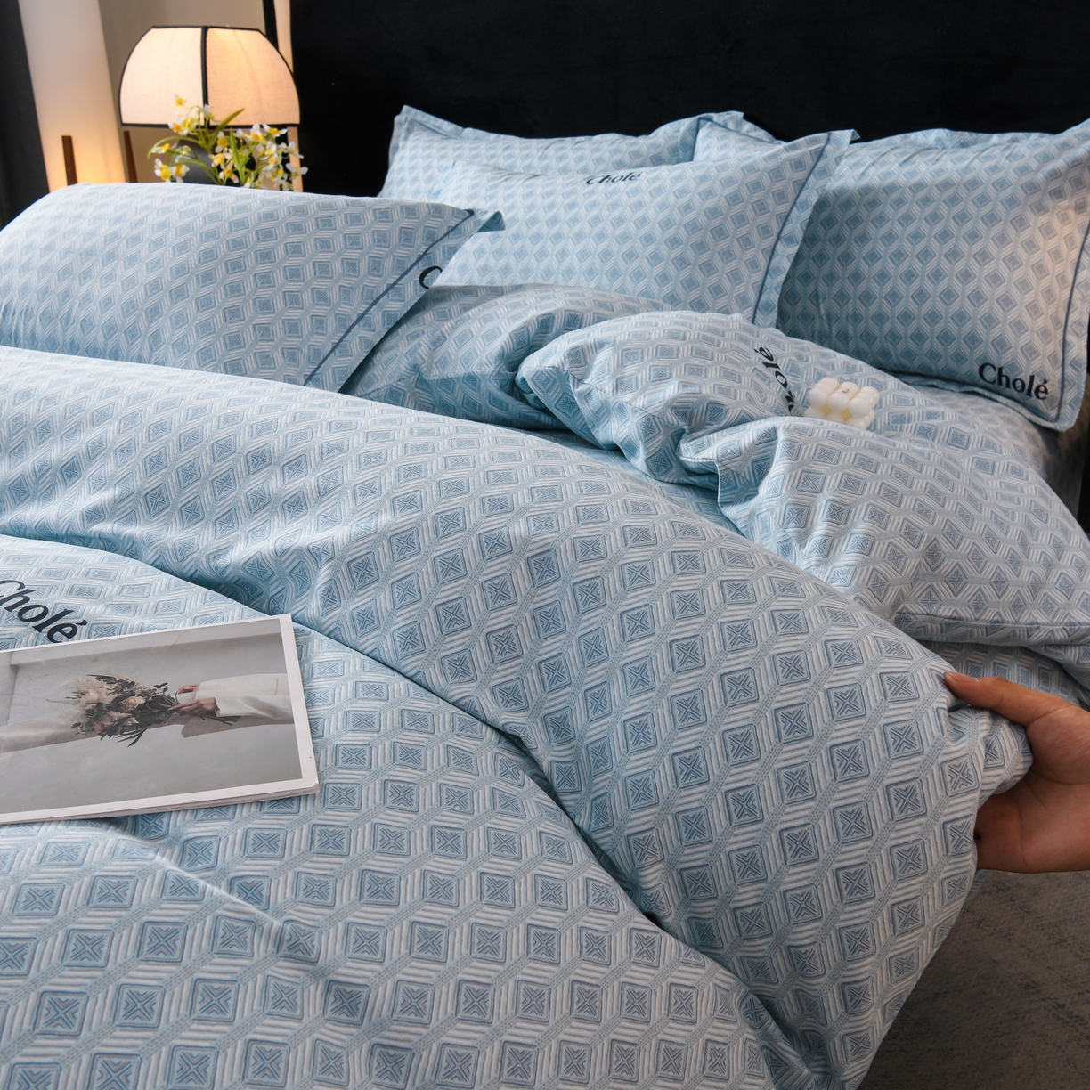 91家纺网 家纺一手货源 找家纺 润淳家居 2025新款百分百全棉磨毛四件套 昔城 蓝