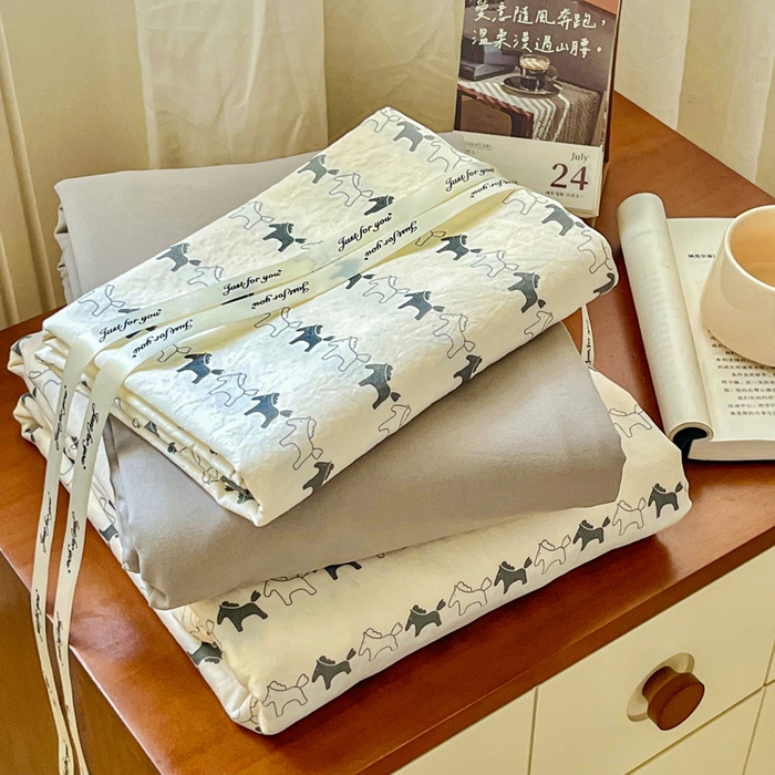 91家纺网 家纺一手货源 找家纺 （总）斯卡诺家纺 2025新款爆款小清新云感棉四件套小布袋古法水洗棉四件套云柔棉被套三件套五件套