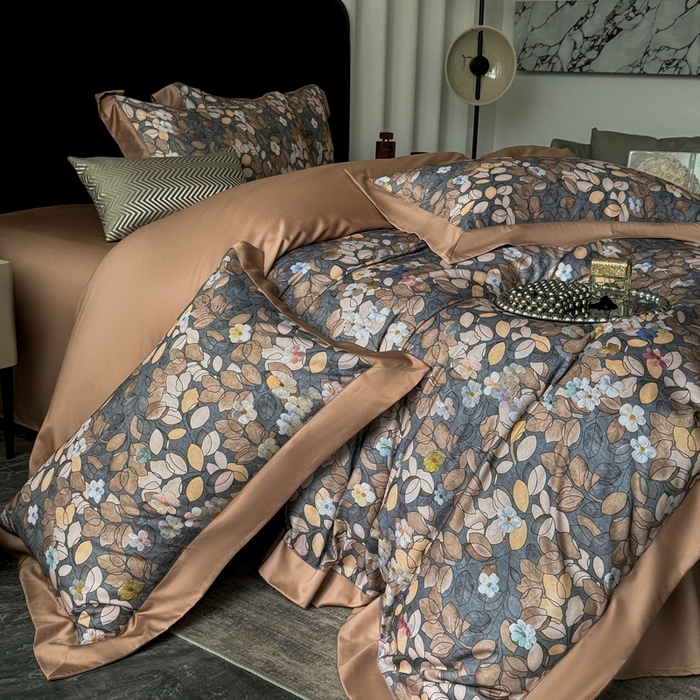 91家纺网 家纺一手货源 找家纺 娇逸家居 2025新款铂金天丝棉磨毛数码印花系列四件套 渝蓉