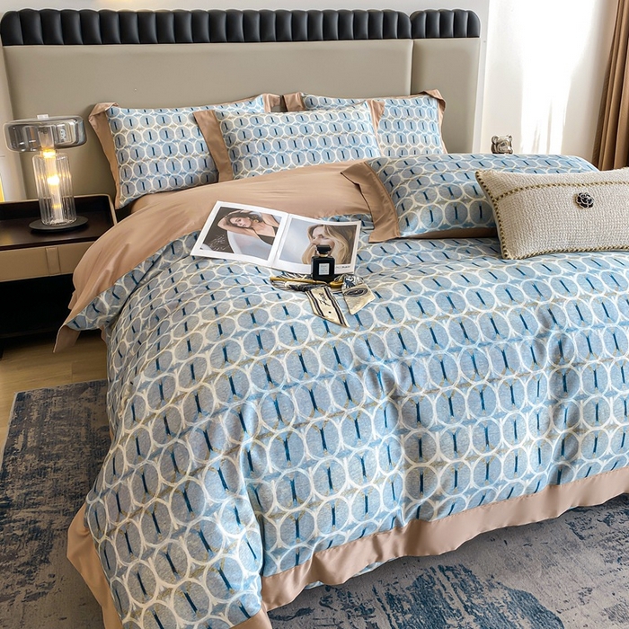 91家纺网 家纺一手货源 找家纺 娇逸家居 2025新款100支新疆长绒棉纯棉数码印花全棉四件套（专版花型） 伊莎贝尓