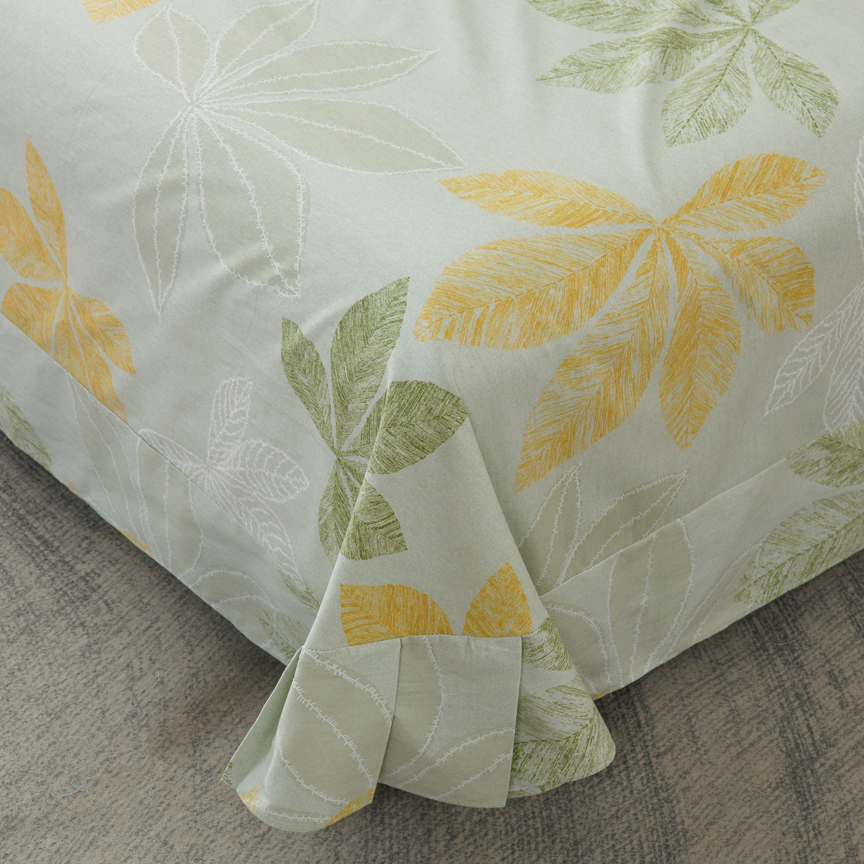 91家纺网 家纺一手货源 找家纺 润淳家居 2025新款百分百全棉磨毛四件套 香山红叶 绿