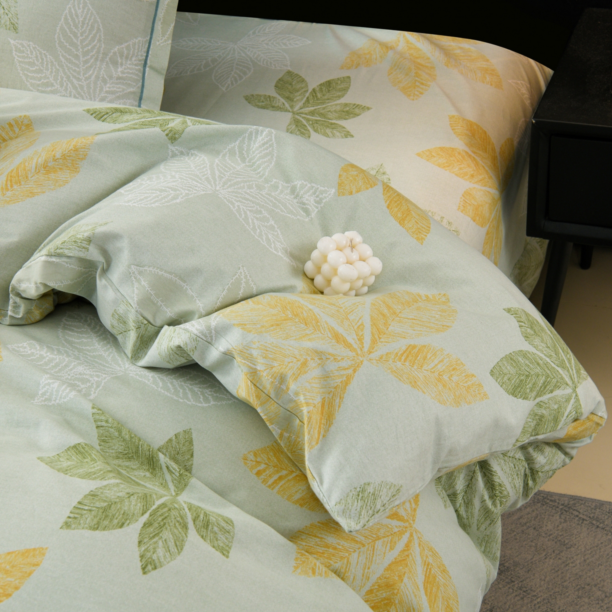 91家纺网 家纺一手货源 找家纺 润淳家居 2025新款百分百全棉磨毛四件套 香山红叶 绿