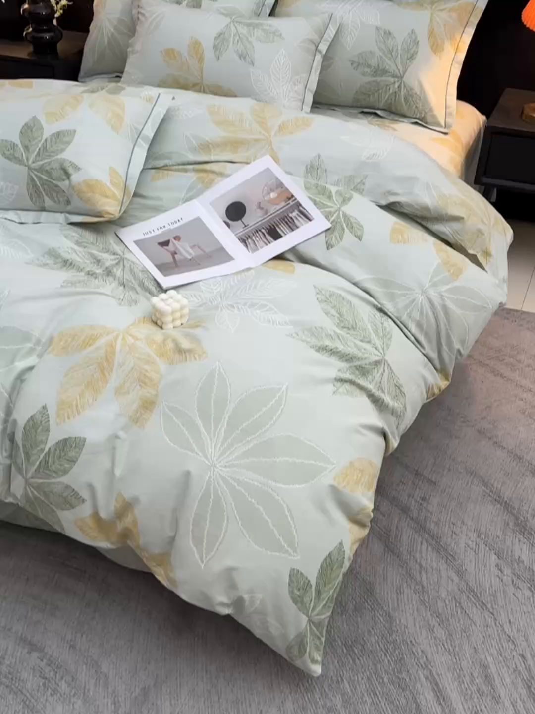 91家纺网 家纺一手货源 找家纺 润淳家居 2025新款百分百全棉磨毛四件套 香山红叶 绿