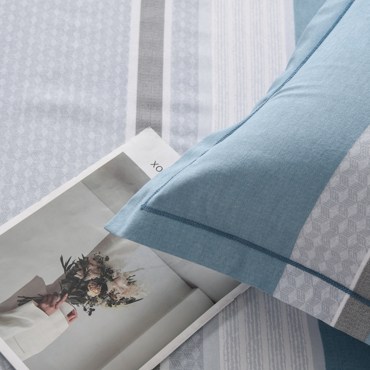 91家纺网 家纺一手货源 找家纺 润淳家居 2025新款百分百全棉磨毛四件套 肖邦 蓝