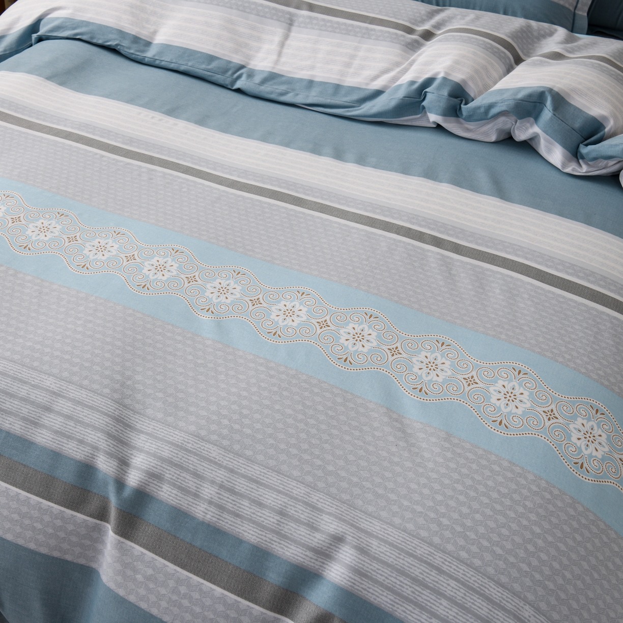 91家纺网 家纺一手货源 找家纺 润淳家居 2025新款百分百全棉磨毛四件套 肖邦 蓝