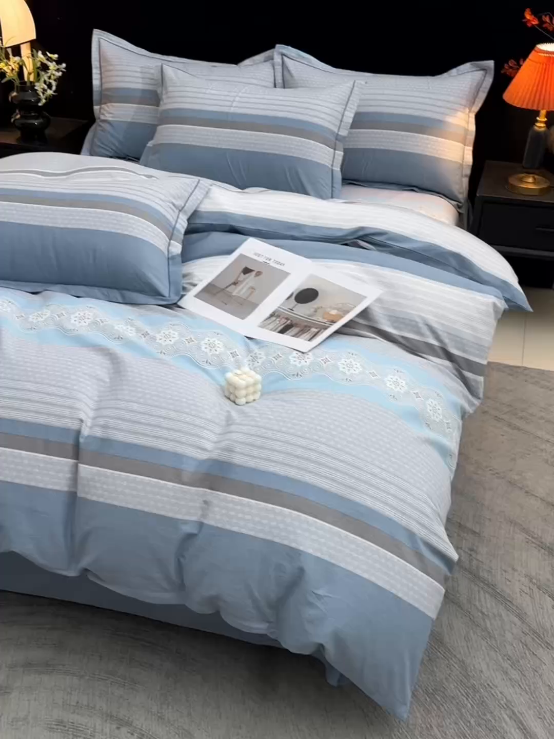 91家纺网 家纺一手货源 找家纺 润淳家居 2025新款百分百全棉磨毛四件套 肖邦 蓝