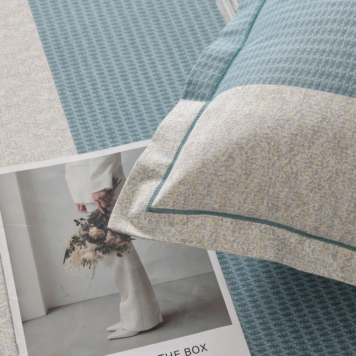 91家纺网 家纺一手货源 找家纺 润淳家居 2025新款百分百全棉磨毛四件套 亚马逊 蓝