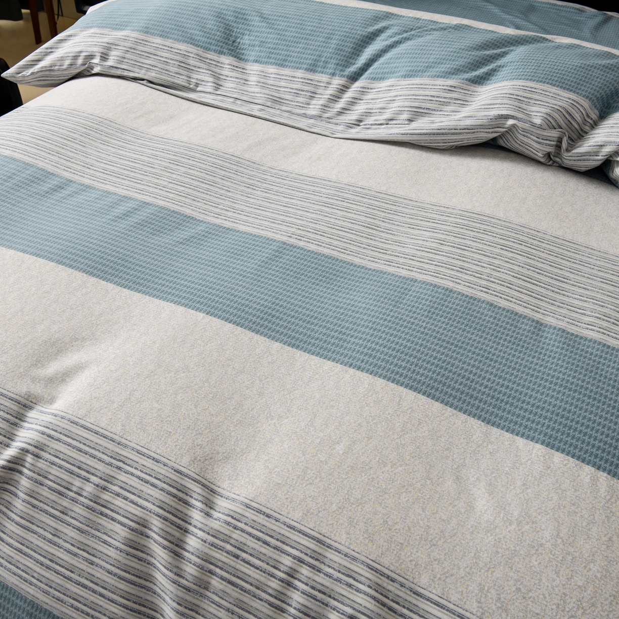 91家纺网 家纺一手货源 找家纺 润淳家居 2025新款百分百全棉磨毛四件套 亚马逊 蓝