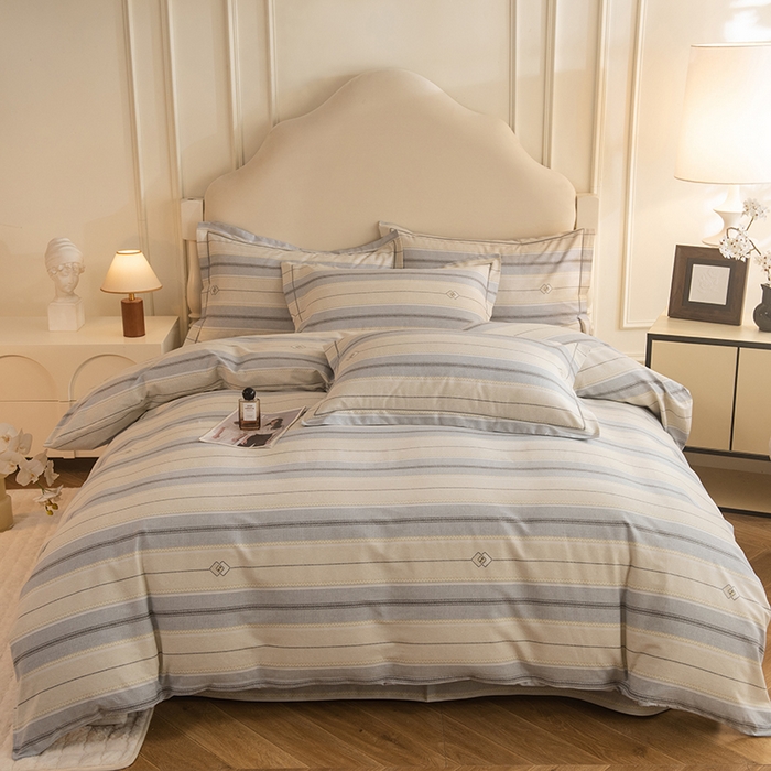 91家纺网 家纺一手货源 找家纺 磨毛世家家纺 2025新款生态四件套 北美风情-灰