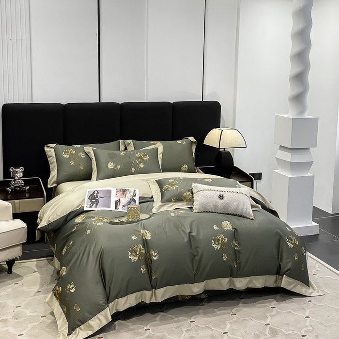 91家纺网 家纺一手货源 找家纺 娇逸家居 2025新款100支新疆长绒棉纯棉数码印花全棉四件套（专版花型） 允棠绿