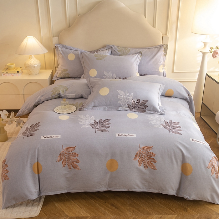 91家纺网 家纺一手货源 找家纺 磨毛世家家纺 2025新款生态四件套 花枝漫漫-灰