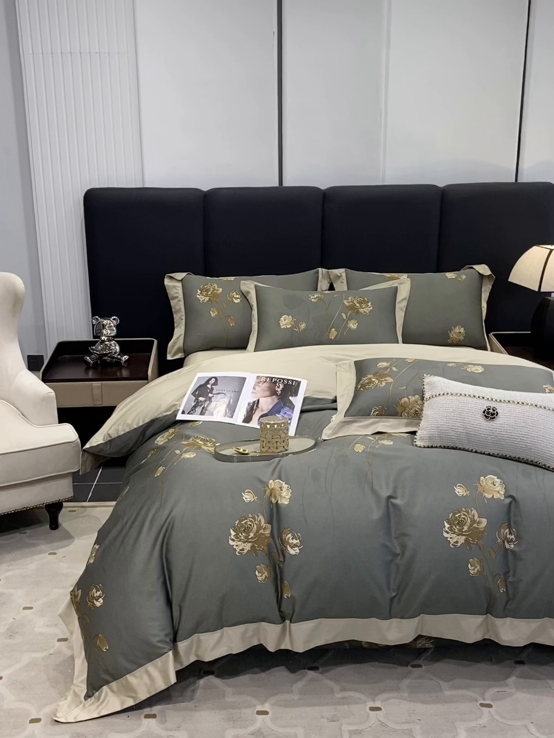 91家纺网 家纺一手货源 找家纺 娇逸家居 2025新款100支新疆长绒棉纯棉数码印花全棉四件套（专版花型） 允棠绿