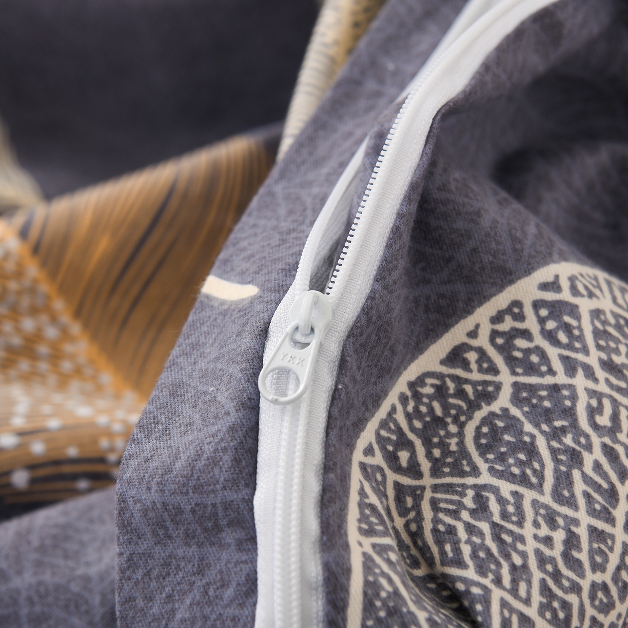 91家纺网 家纺一手货源 找家纺 润淳家居 2025新款百分百全棉磨毛四件套 叶影摇香 紫