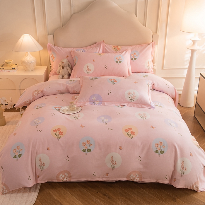 91家纺网 家纺一手货源 找家纺 磨毛世家家纺 2025新款生态四件套 向云端-粉