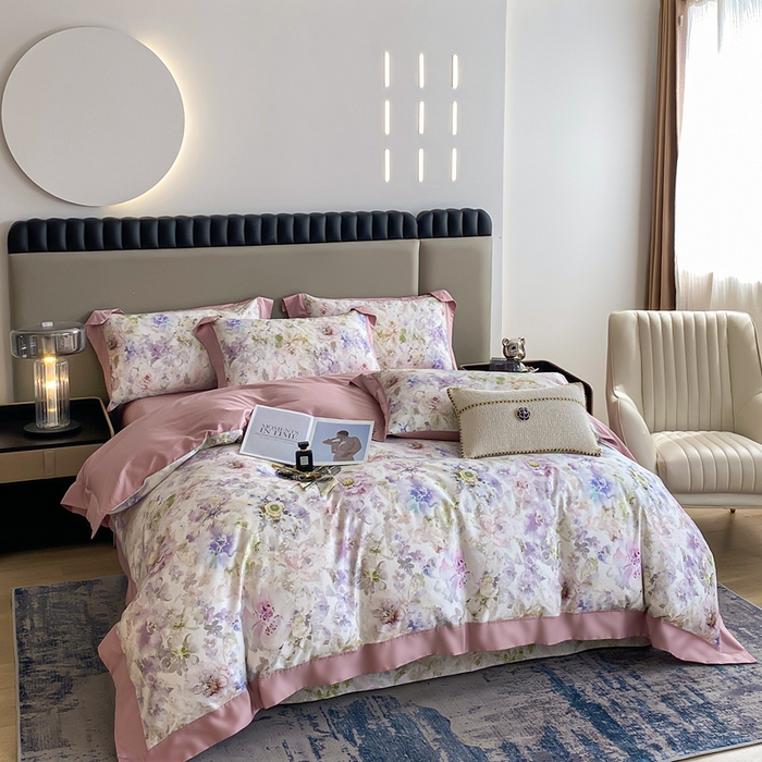 91家纺网 家纺一手货源 找家纺 娇逸家居 2025新款100支新疆长绒棉纯棉数码印花全棉四件套（专版花型） 醉晚风