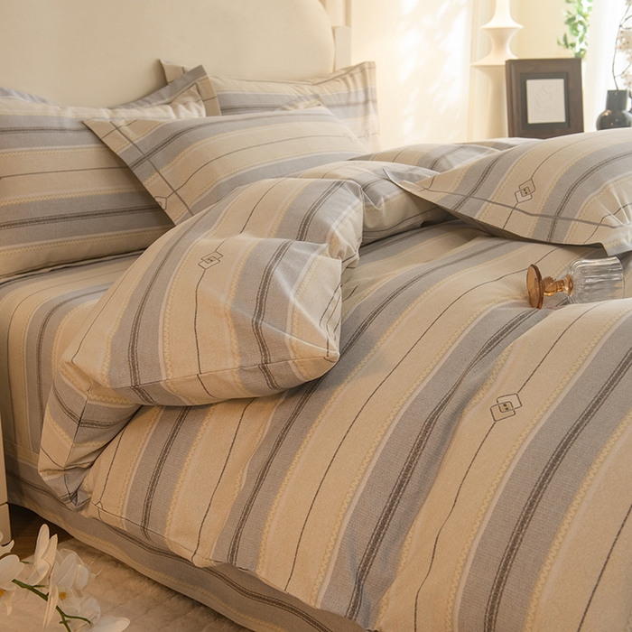 91家纺网 家纺一手货源 找家纺 磨毛世家家纺 2025新款生态四件套 北美风情-灰