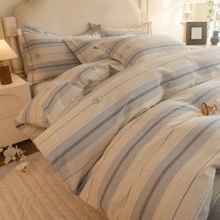 91家纺网 家纺一手货源 找家纺 磨毛世家家纺 2025新款生态四件套 北美风情-灰