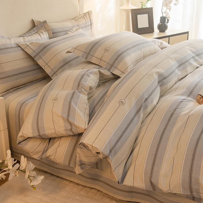 91家纺网 家纺一手货源 找家纺 磨毛世家家纺 2025新款生态四件套 北美风情-灰