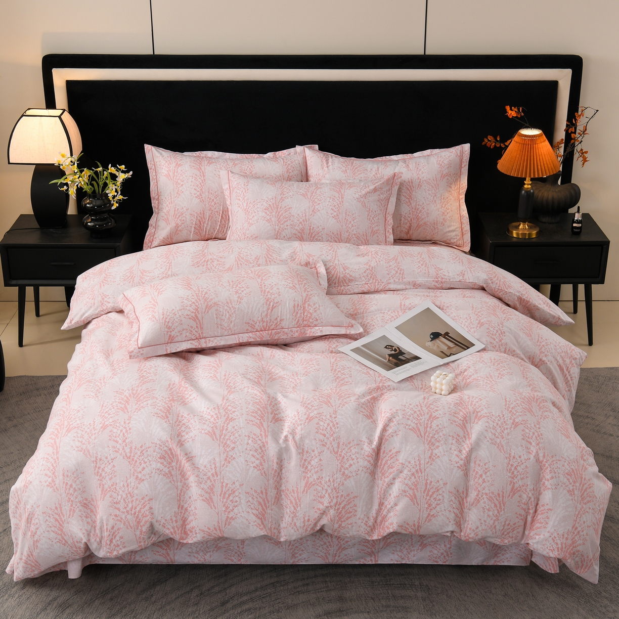 91家纺网 家纺一手货源 找家纺 润淳家居 2025新款百分百全棉磨毛四件套 一山椿