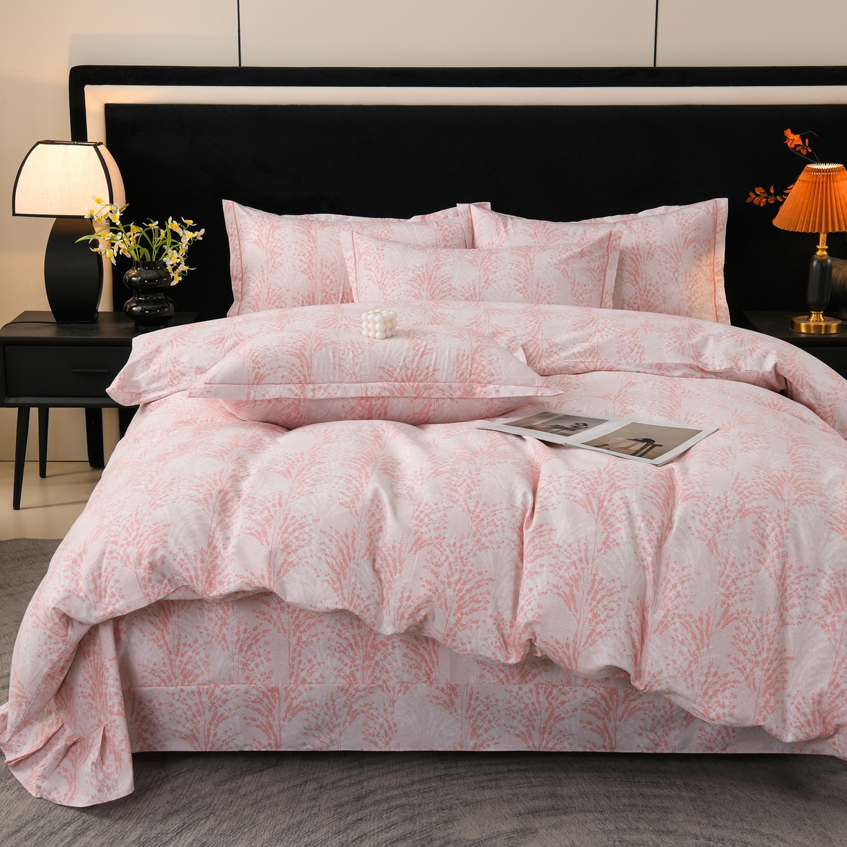 91家纺网 家纺一手货源 找家纺 润淳家居 2025新款百分百全棉磨毛四件套 一山椿