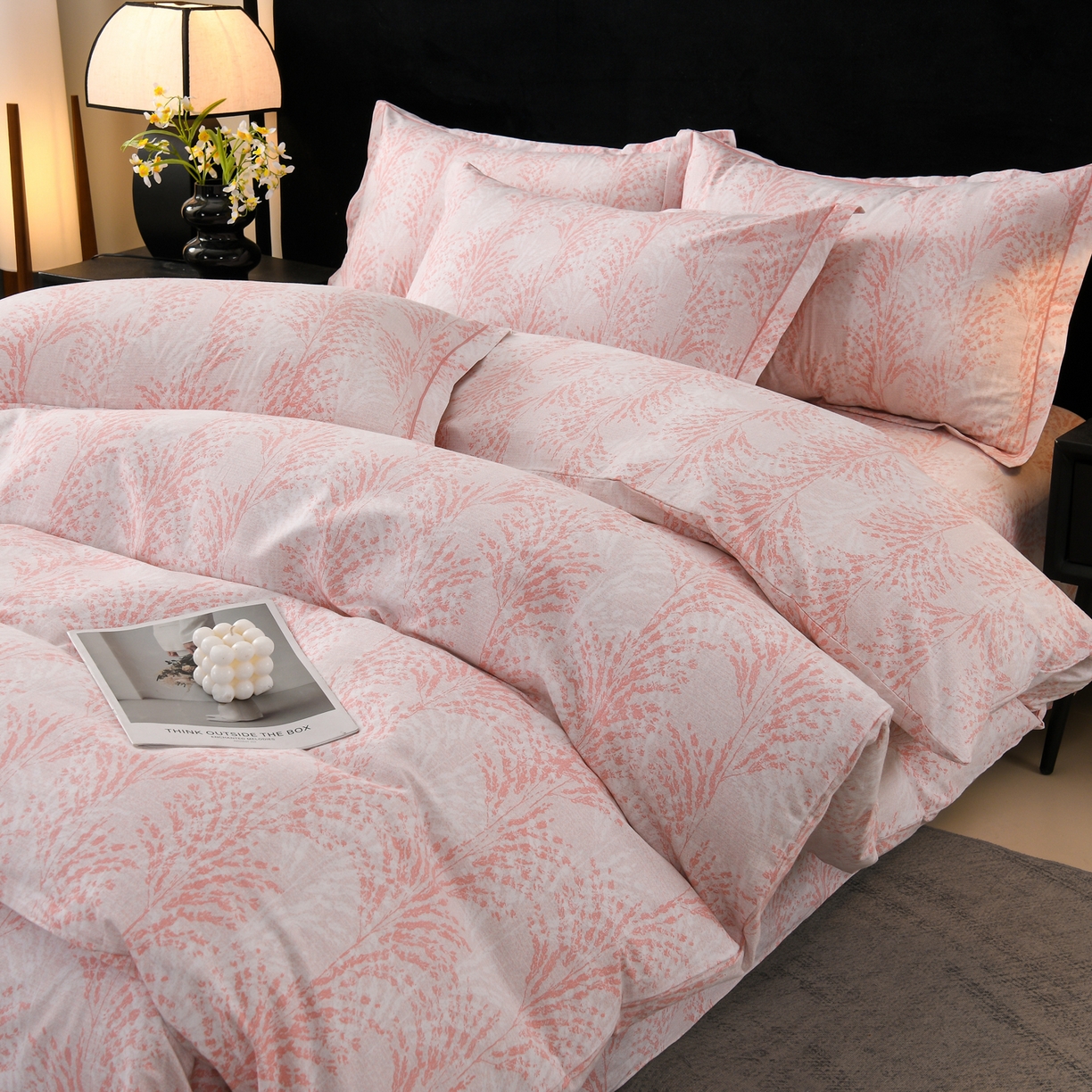 91家纺网 家纺一手货源 找家纺 润淳家居 2025新款百分百全棉磨毛四件套 一山椿