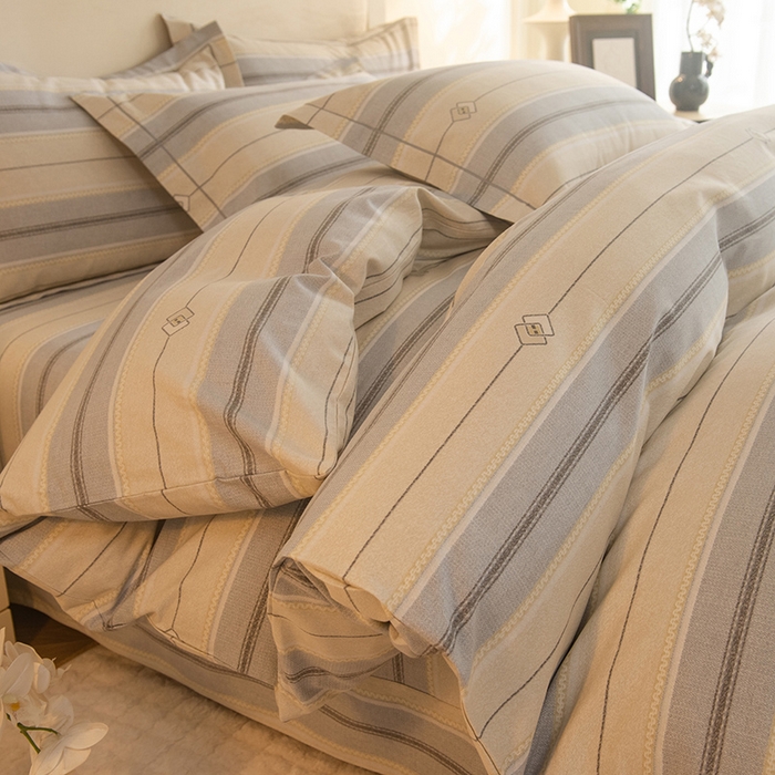 91家纺网 家纺一手货源 找家纺 磨毛世家家纺 2025新款生态四件套 北美风情-灰