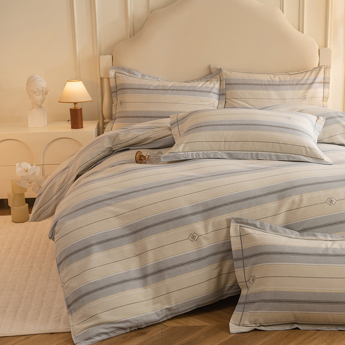 91家纺网 家纺一手货源 找家纺 磨毛世家家纺 2025新款生态四件套 北美风情-灰