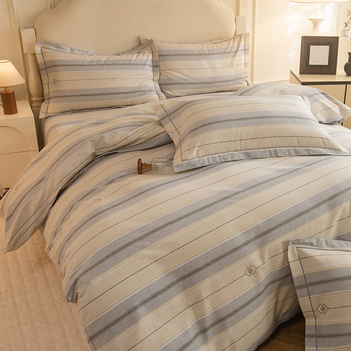 91家纺网 家纺一手货源 找家纺 磨毛世家家纺 2025新款生态四件套 北美风情-灰