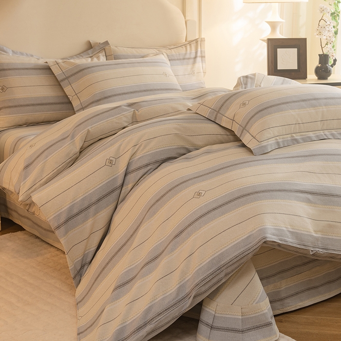 91家纺网 家纺一手货源 找家纺 磨毛世家家纺 2025新款生态四件套 北美风情-灰