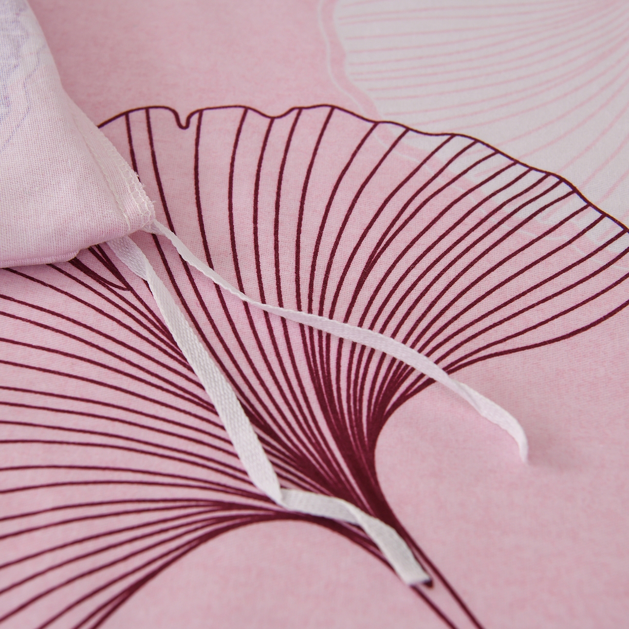 91家纺网 家纺一手货源 找家纺 润淳家居 2025新款百分百全棉磨毛四件套 银杏叶 粉