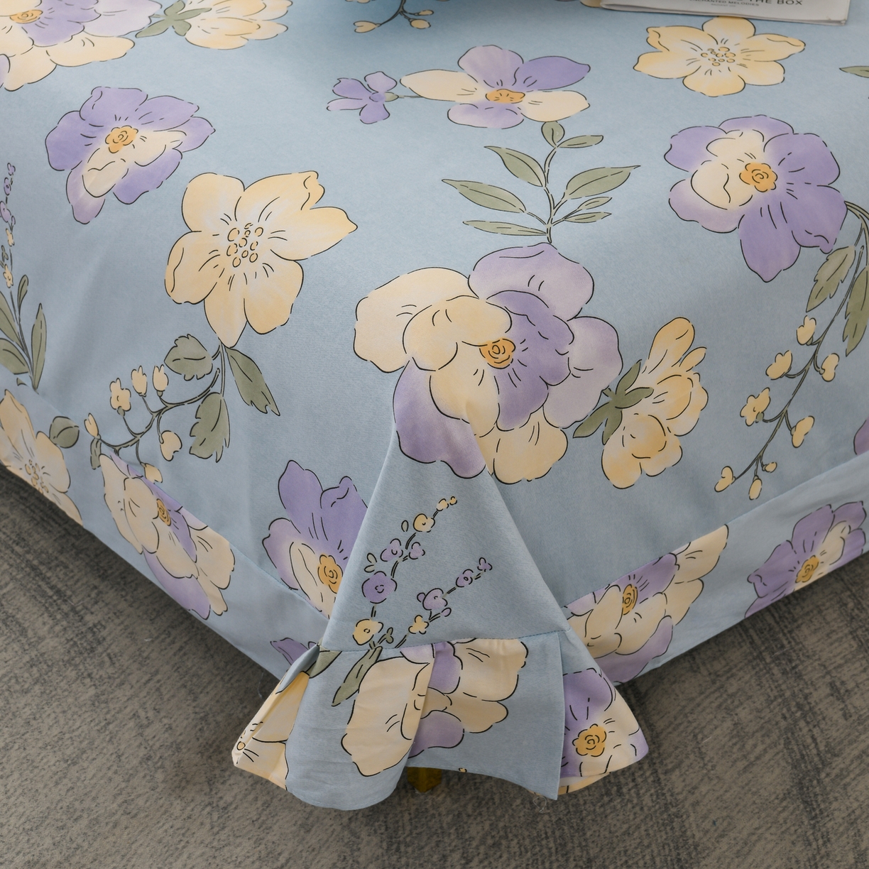 91家纺网 家纺一手货源 找家纺 润淳家居 2025新款百分百全棉磨毛四件套 珍妮花园 蓝