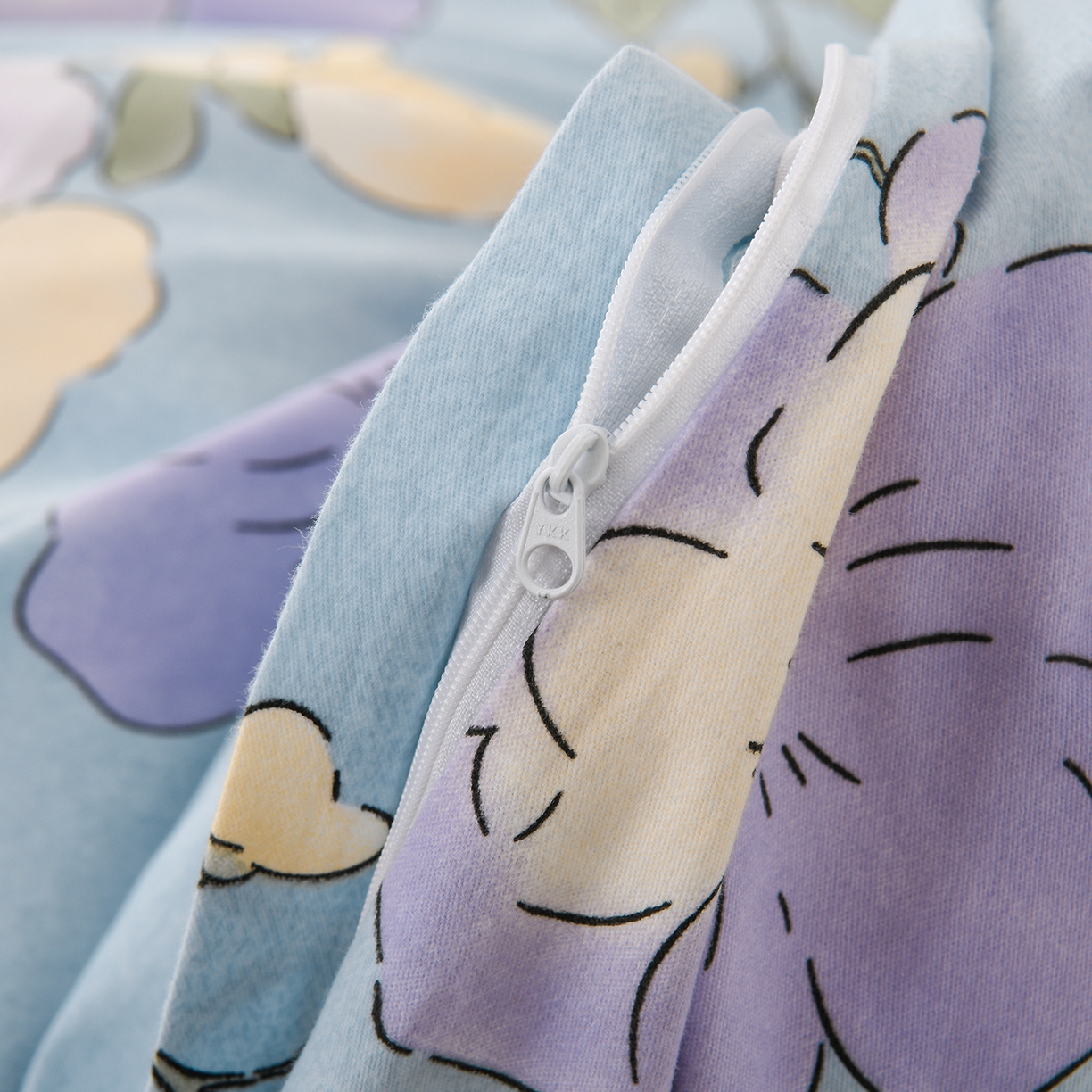 91家纺网 家纺一手货源 找家纺 润淳家居 2025新款百分百全棉磨毛四件套 珍妮花园 蓝