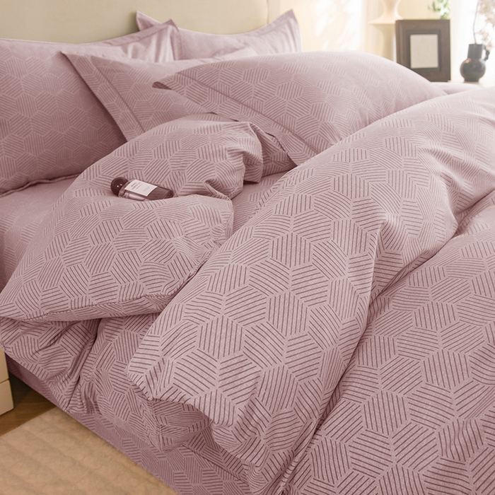 91家纺网 家纺一手货源 找家纺 磨毛世家家纺 2025新款生态四件套 布列塔-浅咖