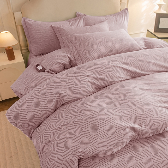 91家纺网 家纺一手货源 找家纺 磨毛世家家纺 2025新款生态四件套 布列塔-浅咖