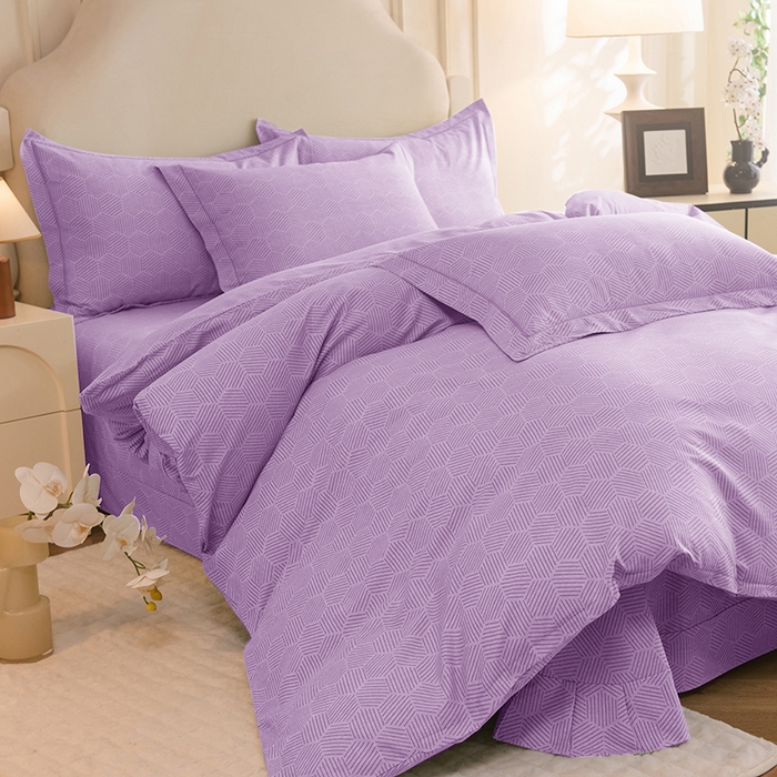 91家纺网 家纺一手货源 找家纺 磨毛世家家纺 2025新款生态四件套 布列塔-浅紫