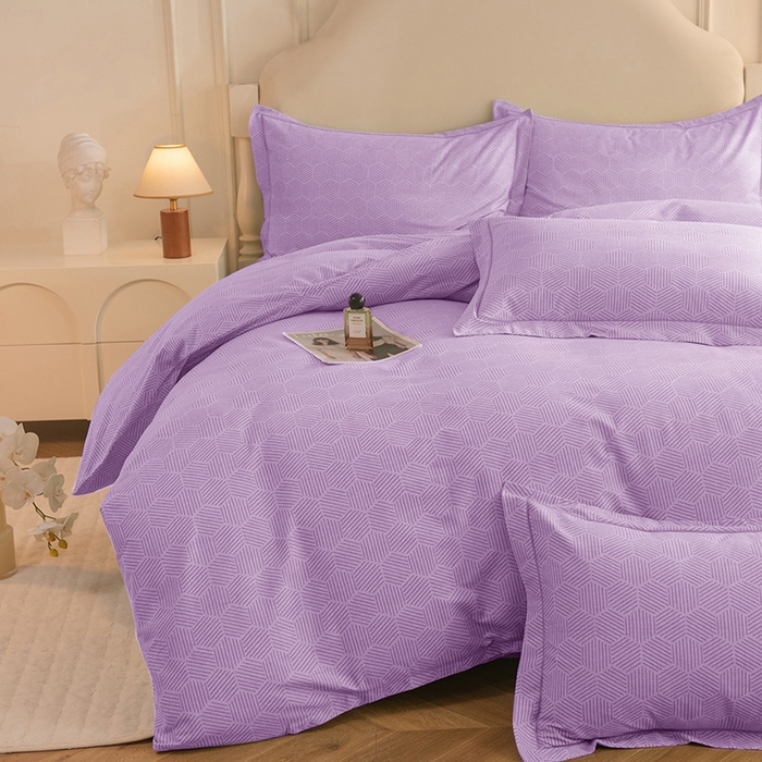 91家纺网 家纺一手货源 找家纺 磨毛世家家纺 2025新款生态四件套 布列塔-浅紫