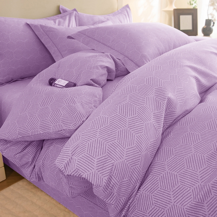 91家纺网 家纺一手货源 找家纺 磨毛世家家纺 2025新款生态四件套 布列塔-浅紫